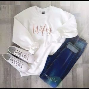 Wifey Crewneck Cotton sweatshirt Brand New